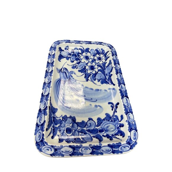 Greece Artisan Skyros Blue handpainted Trinket serve dish SKU 9500 - Picture 10 of 11